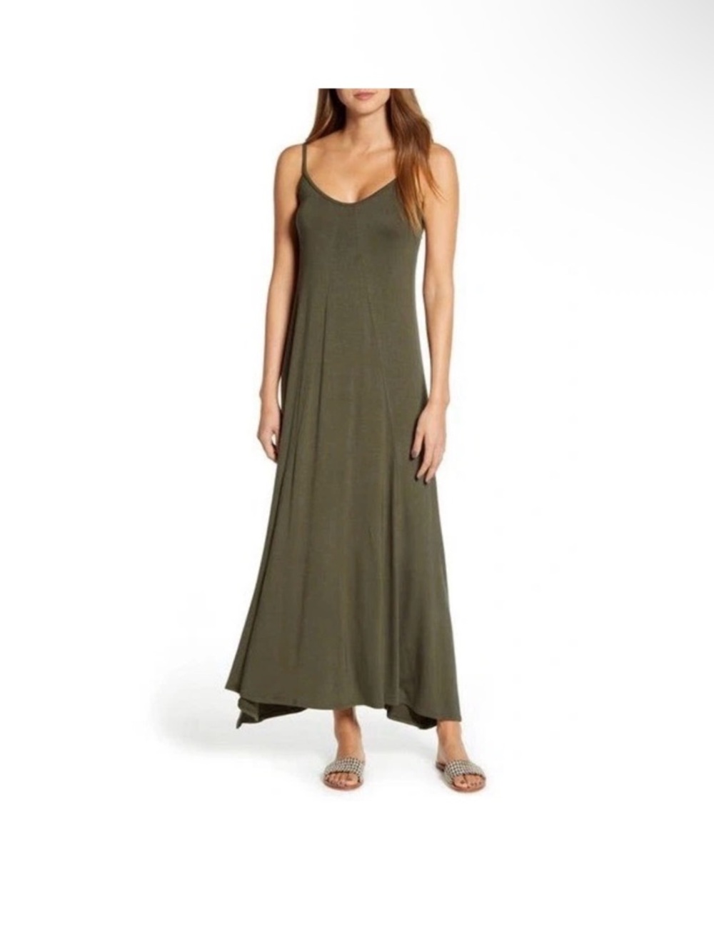 A-Line Maxi Dress olive green
